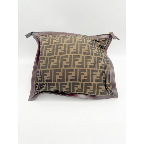 Vintage FENDI  Zucca Flat Bag Brown Canvas Clutch - Picture 2 of 11